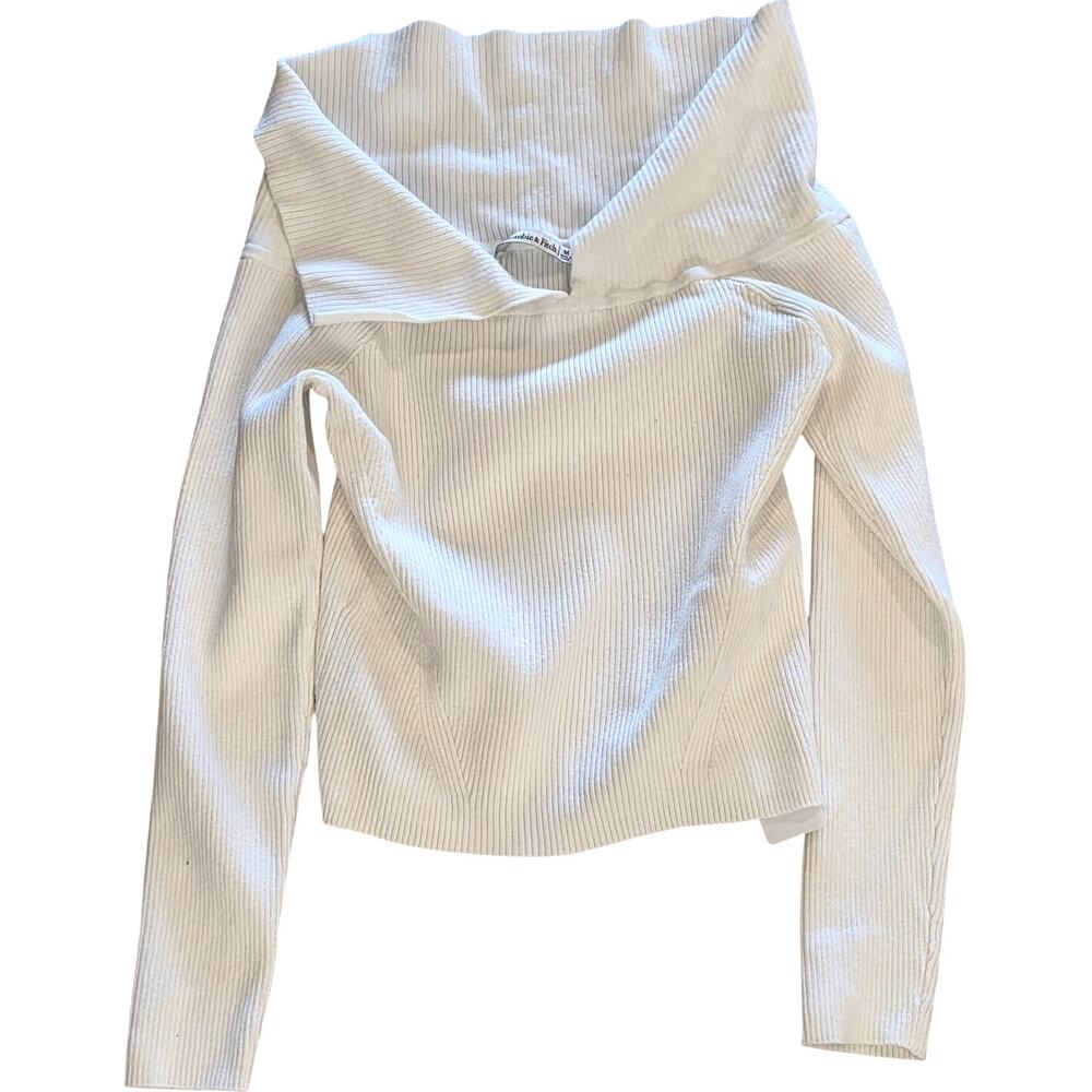 Abercrombie & Fitch White Off Shoulder Sweater - Size M